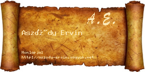 Aszódy Ervin névjegykártya